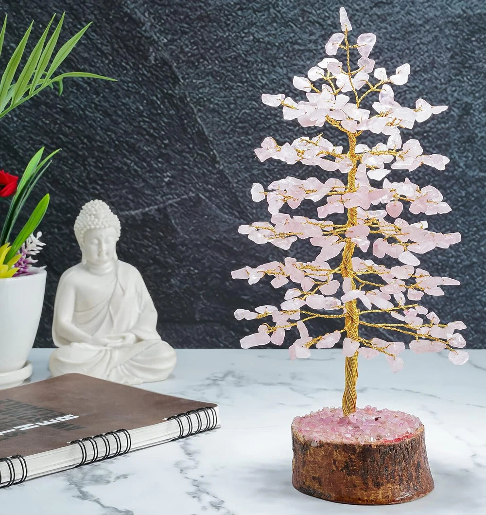 Rose Quartz Crystal Bonsai Tree