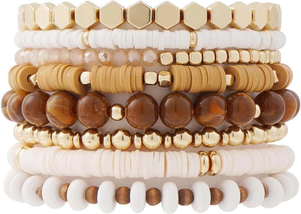 Bohemian Clay Bead Bracelet Set