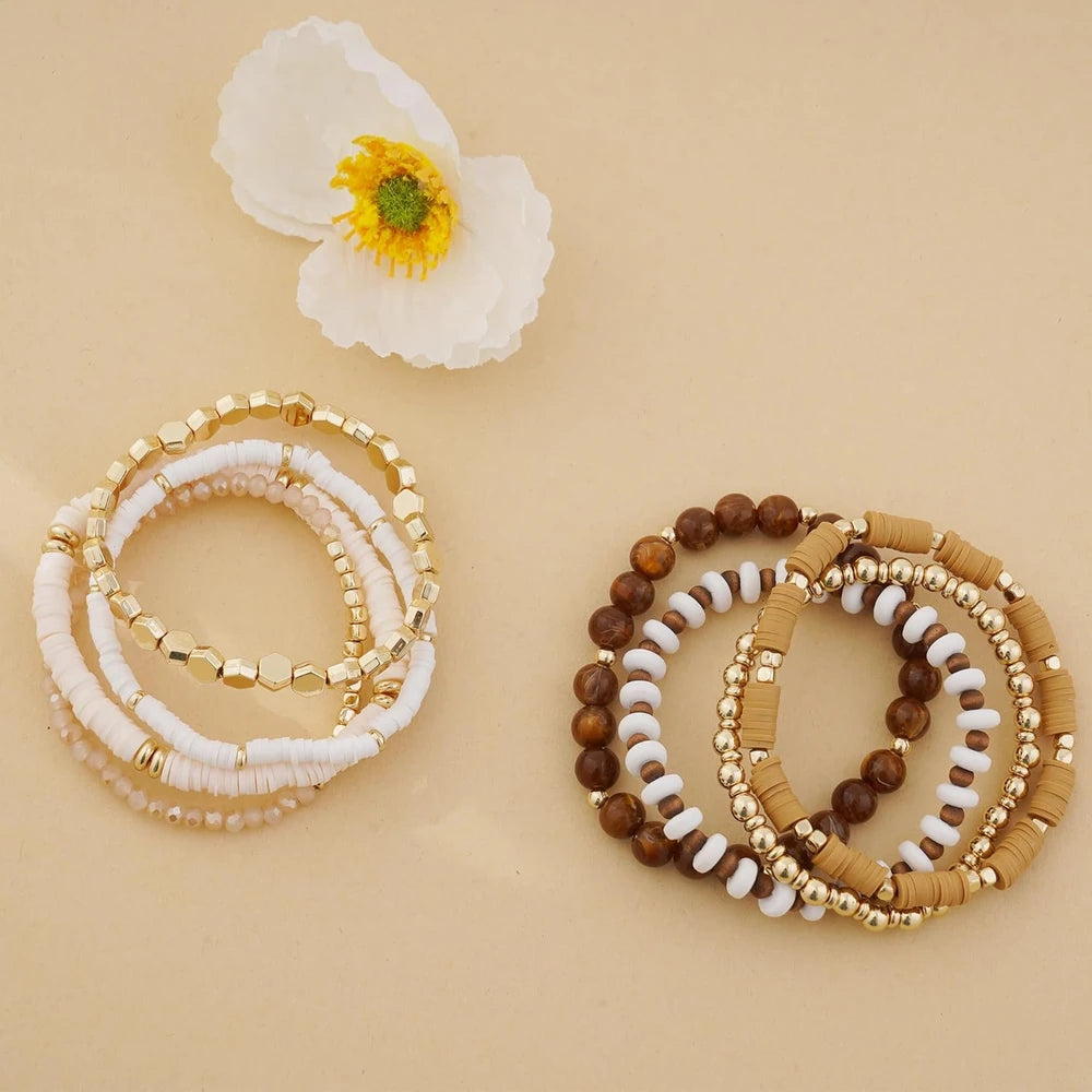 Bohemian Clay Bead Bracelet Set